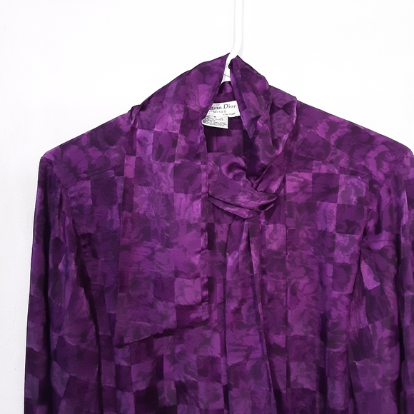 Christian Dior blouse, plum, sz 4 - Picture 3 of 4